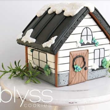Winter Farmhouse Gingerbread House Kit by Blyss Cookies